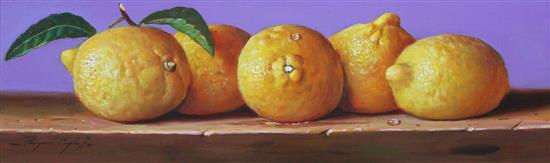 Raymond Campbell (20th C.) Lemons, 4.5 x 14.5in.